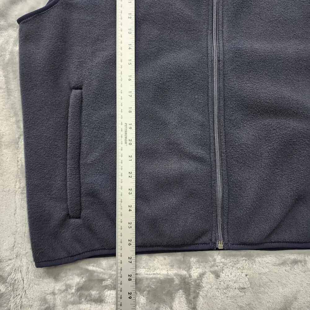 Lands‎ End Vest Mens XL Blue Fleece Full Zip Sleeveless Pockets Outdoors Casual
